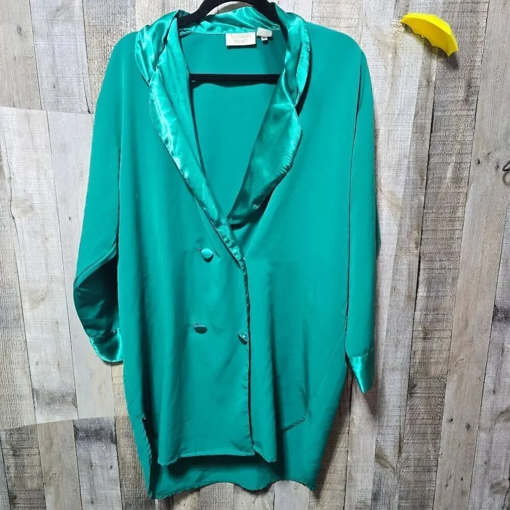Victoria's Secret VS Vintage 90s Green Oversize Tuxedo Blazer Nightgown Small
